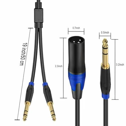 Seefeful 6.35mm Dual TRS to XLR Male Cable 0.3m (11.8 inches) | Balanced Audio Y Splitter for Microphones & Mixers thumbnail 7