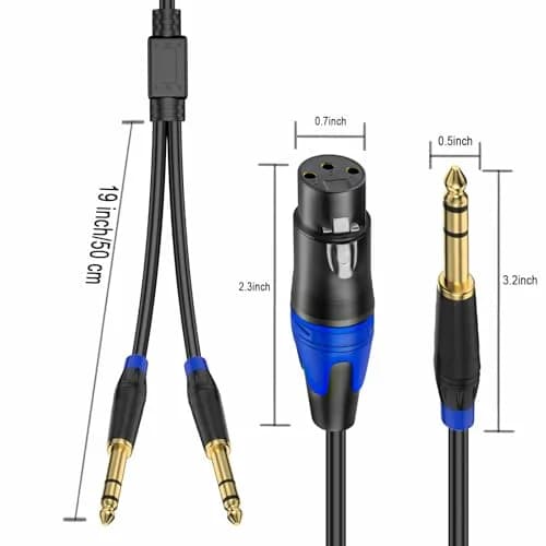 Seefeful 3-Pin XLR Female to Dual 6.35mm (1/4") TS Male Y Splitter Cable 0.3m (11.8") | Balanced Audio Transmission thumbnail 5