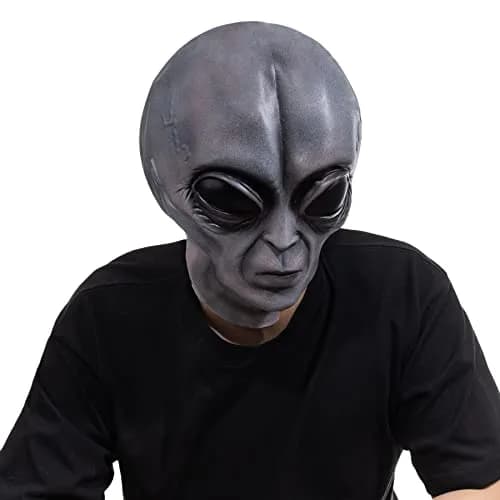 Vmonke Alien Face Mask | Realistic Extraterrestrial Prank Halloween Costume (12x2 inch) thumbnail 5