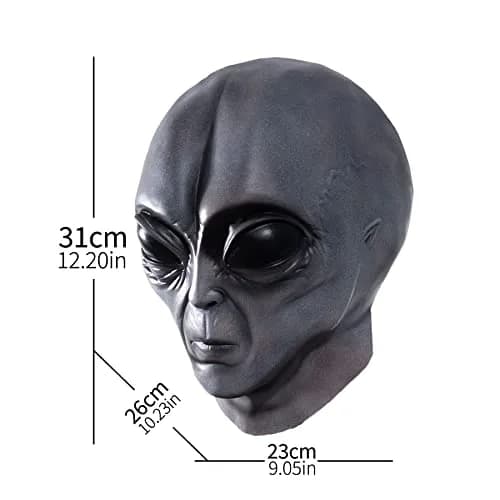 Vmonke Alien Face Mask | Realistic Extraterrestrial Prank Halloween Costume (12x2 inch) thumbnail 6