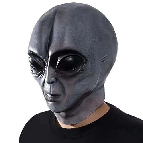 Vmonke Alien Face Mask | Realistic Extraterrestrial Prank Halloween Costume (12x2 inch) thumbnail 2