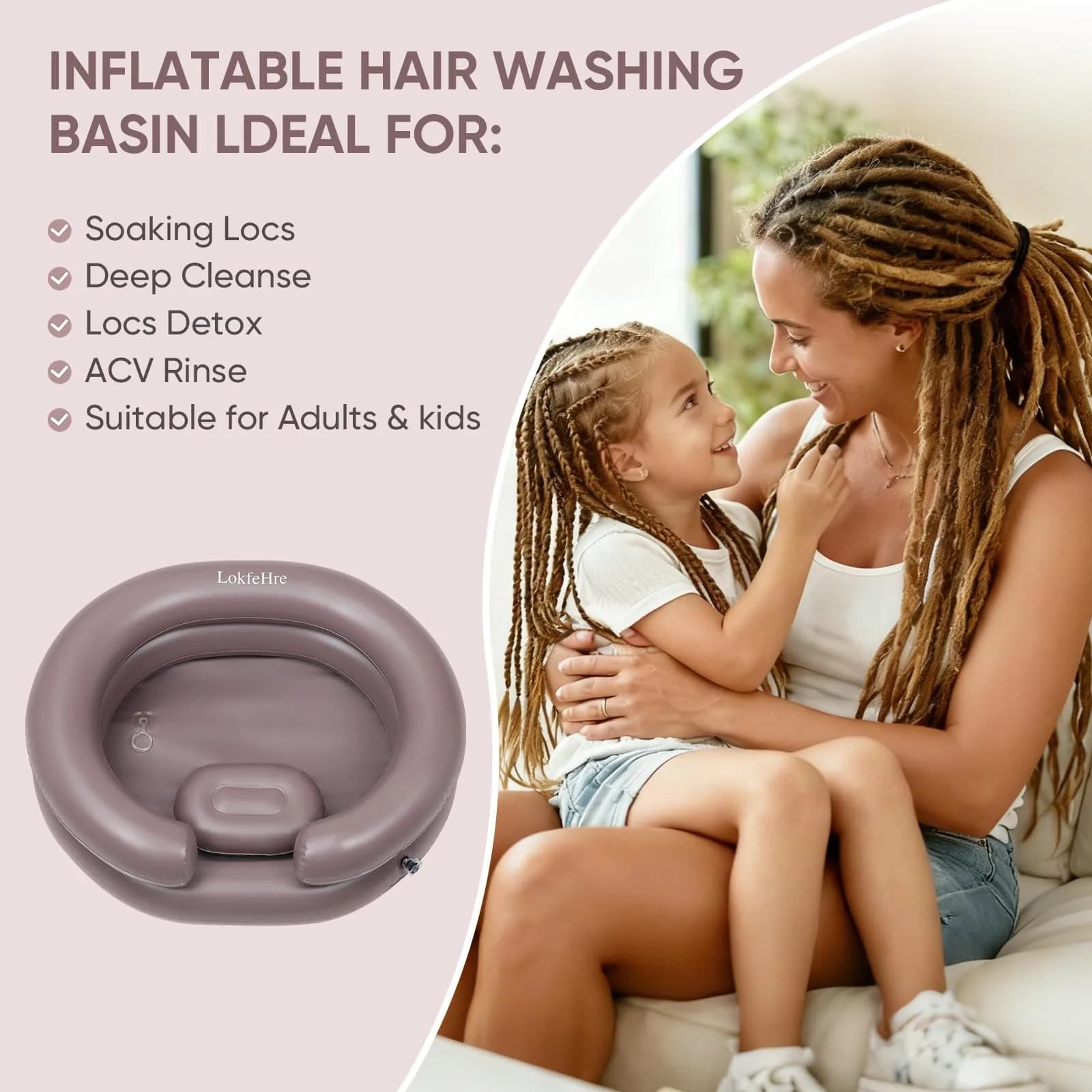 LOKFEHRE Inflatable Shampoo Basin with Pillow for Bedridden 26-inch Outer | 18-inch Inner Basin, Brown - view 6
