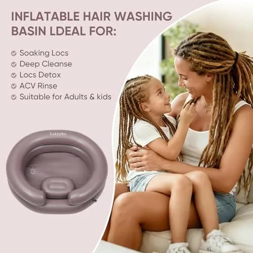 LOKFEHRE Inflatable Shampoo Basin with Pillow for Bedridden 26-inch Outer | 18-inch Inner Basin, Brown thumbnail 6