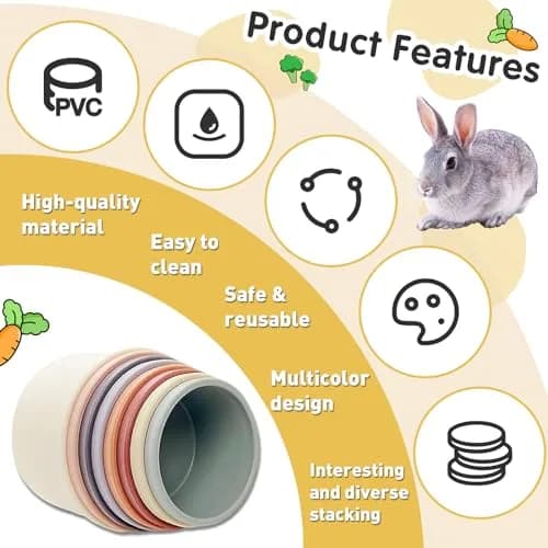 Iffitya 8 Pcs Stacking Cups for Rabbits | Colorful Bunny Toys for Small Animals, Nesting & Foraging thumbnail 5