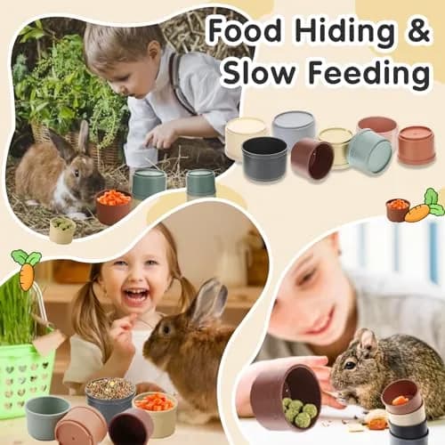 Iffitya 8 Pcs Stacking Cups for Rabbits | Colorful Bunny Toys for Small Animals, Nesting & Foraging thumbnail 2