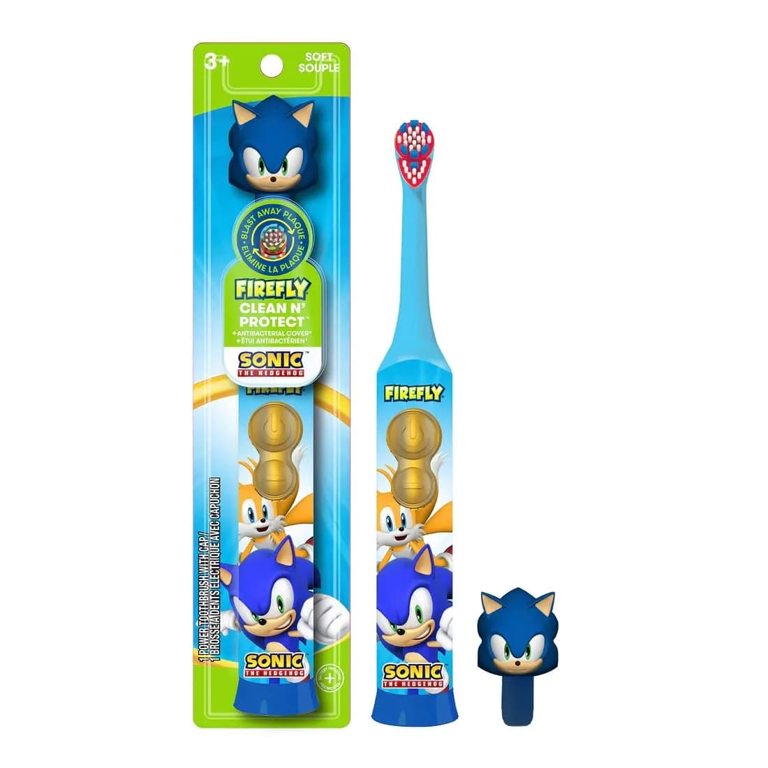 FIREFLY Sonic The Hedgehog Toothbrush 3-Pack | Battery Included, Ages 3+