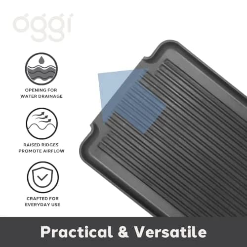 Oggi Black Dish Drain Board & Drying Rack Tray 43.8cm (17.25") | Ideal Rigid Drainboard for Kitchen Counters thumbnail 5