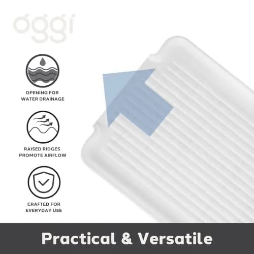 Oggi White Rigid Dish Drain Board & Drying Tray 44cm x 31.7cm (17.25 x 12.75'') | Drains Water Directly to Sink thumbnail 5
