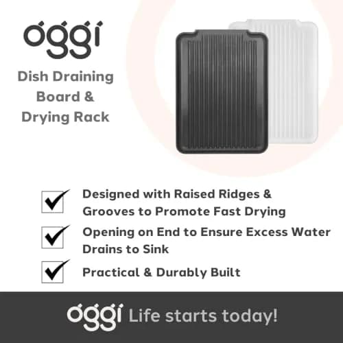 Oggi White Rigid Dish Drain Board & Drying Tray 44cm x 31.7cm (17.25 x 12.75'') | Drains Water Directly to Sink thumbnail 7