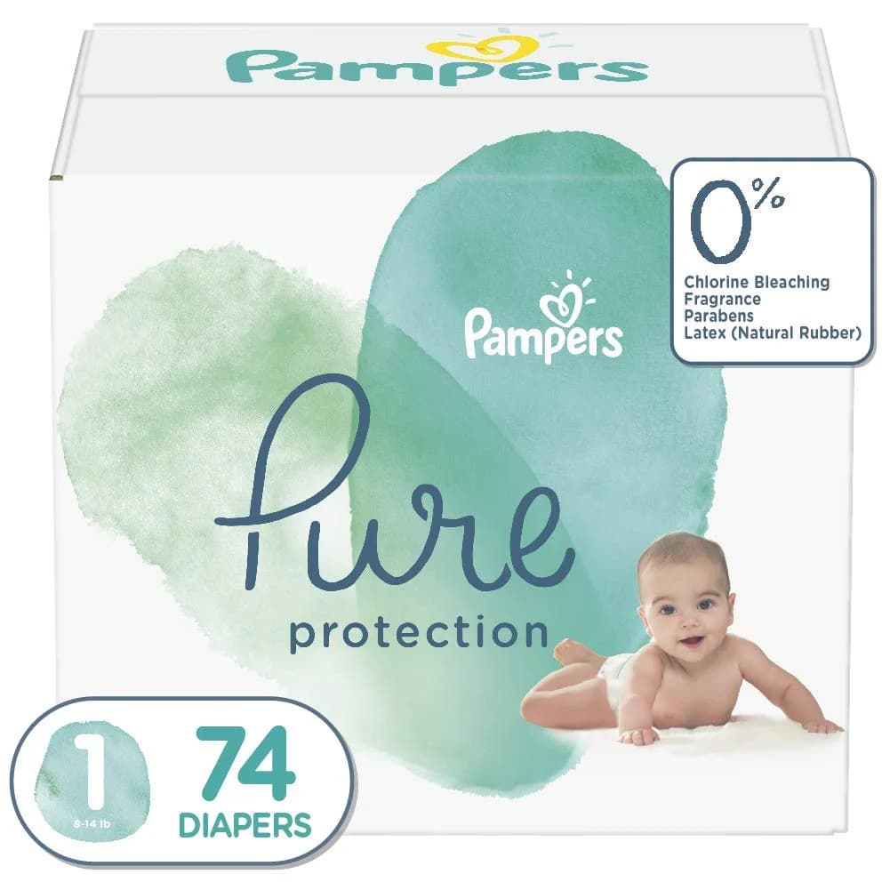 Pampers Pure Protection Diapers Newborn Hypoallergenic Premium Disposable Baby Diapers | Plant-Based & Chlorine-Free - main product image