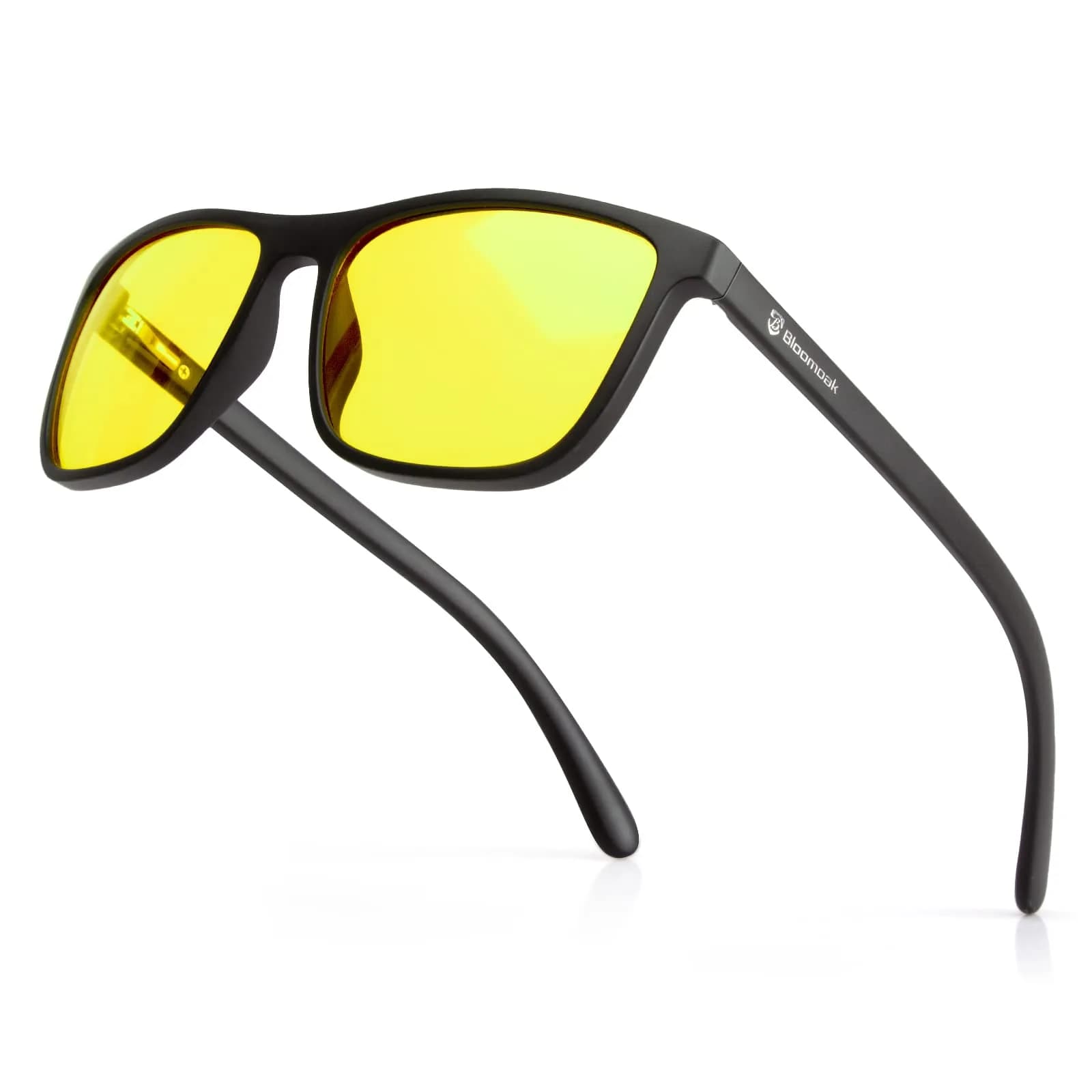 Bloomoak Blue Light Blocking Glasses - Yellow Lens - 58mm Lens Width, 145mm Arm Length | Filters 99% Blue-Green Light for Sleep & Gaming — 65% - Best for Night Driving / Gaming (Hard Case Included)