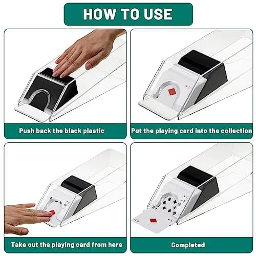 Honoson 6 Deck Blackjack Shoe and Discard Tray Set - Clear Acrylic | Casino Game Accessories thumbnail 6