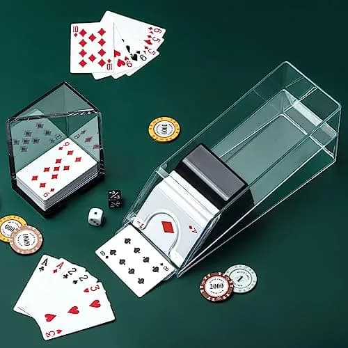 Honoson 6 Deck Blackjack Shoe and Discard Tray Set - Clear Acrylic | Casino Game Accessories thumbnail 3