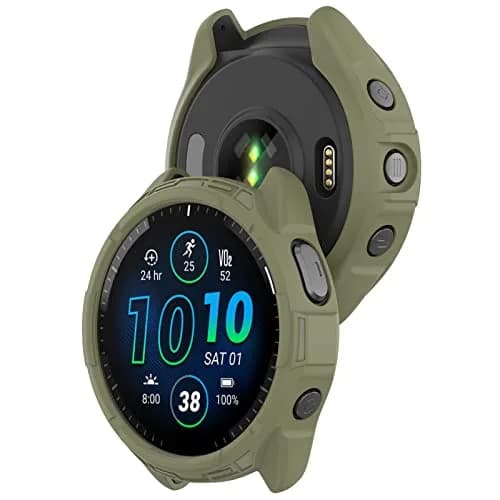 Chofit Soft TPU Case for Garmin Forerunner 965 | Black & Army Green thumbnail 2