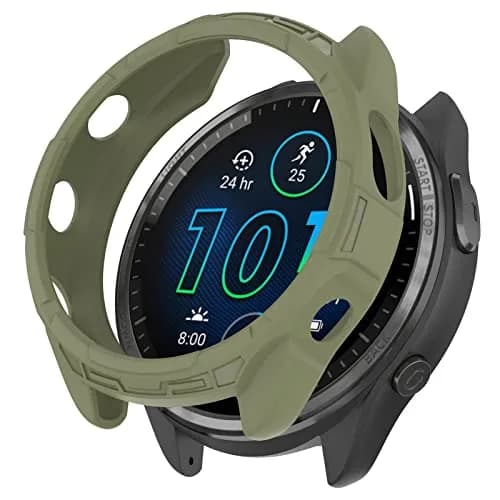 Chofit Soft TPU Case for Garmin Forerunner 965 | Black & Army Green thumbnail 3
