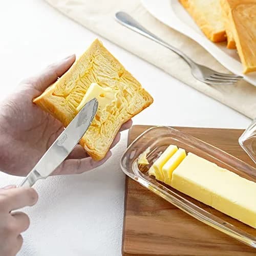 QFkris Art Glass Butter Dish with Lid, 20.32 cm (8 inches) Rectangular Clear | Keeps Butter Fresher for Longer thumbnail 7