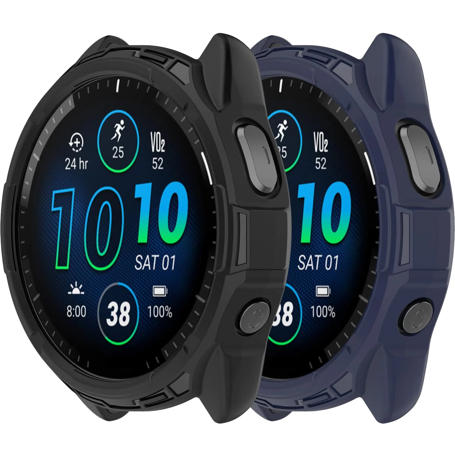Chofit Black&Blue TPU Case for Garmin Forerunner 965 | Soft Anti-Scratch Bumper Frame Coverage - main product image