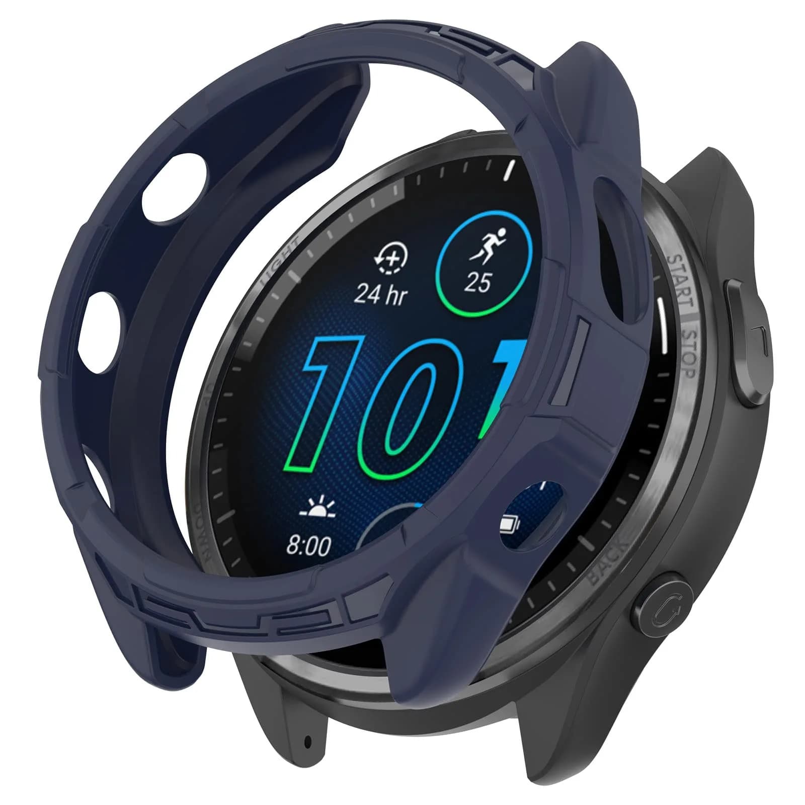 Chofit Black&Blue TPU Case for Garmin Forerunner 965 | Soft Anti-Scratch Bumper Frame Coverage - view 6