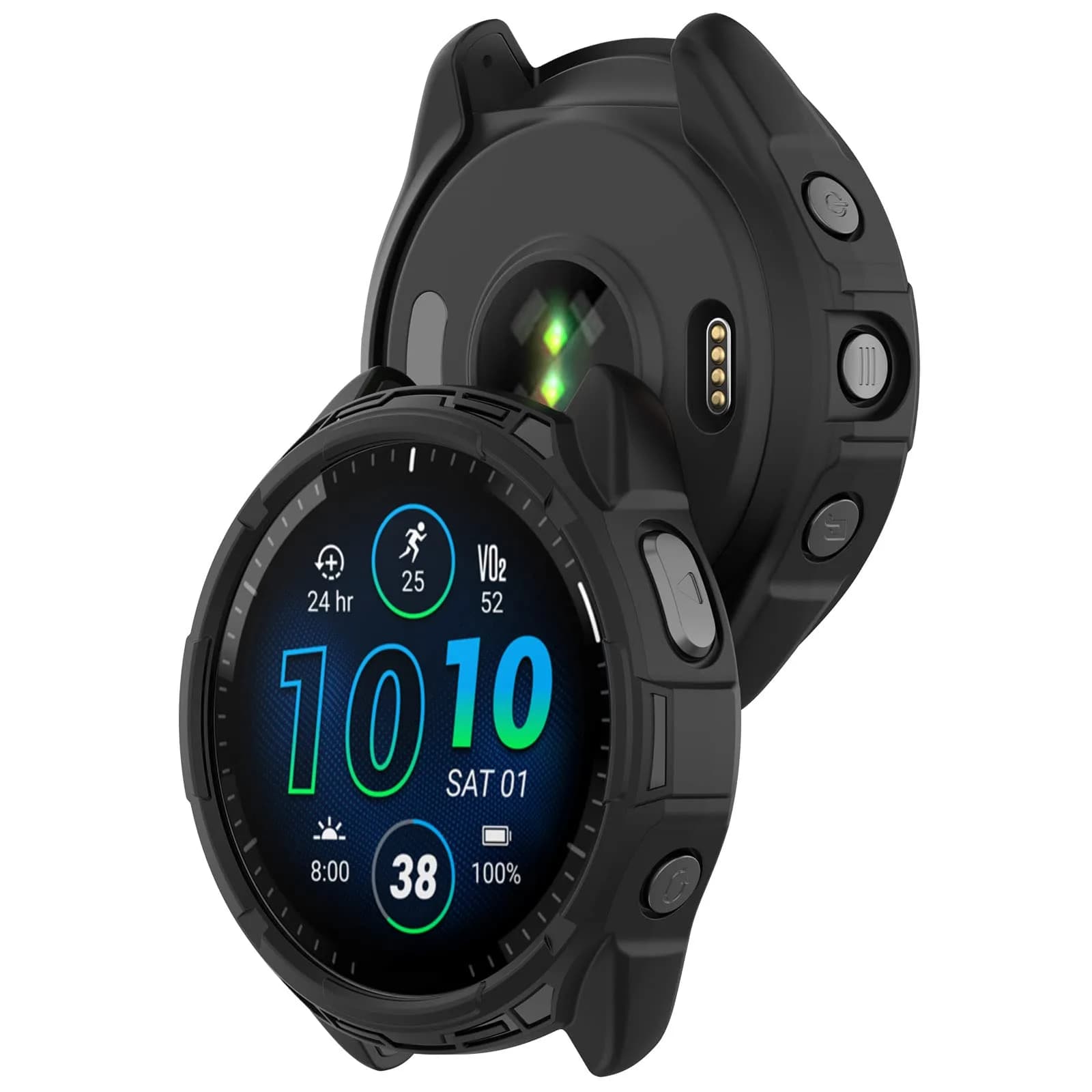Chofit Black&Blue TPU Case for Garmin Forerunner 965 | Soft Anti-Scratch Bumper Frame Coverage - view 2