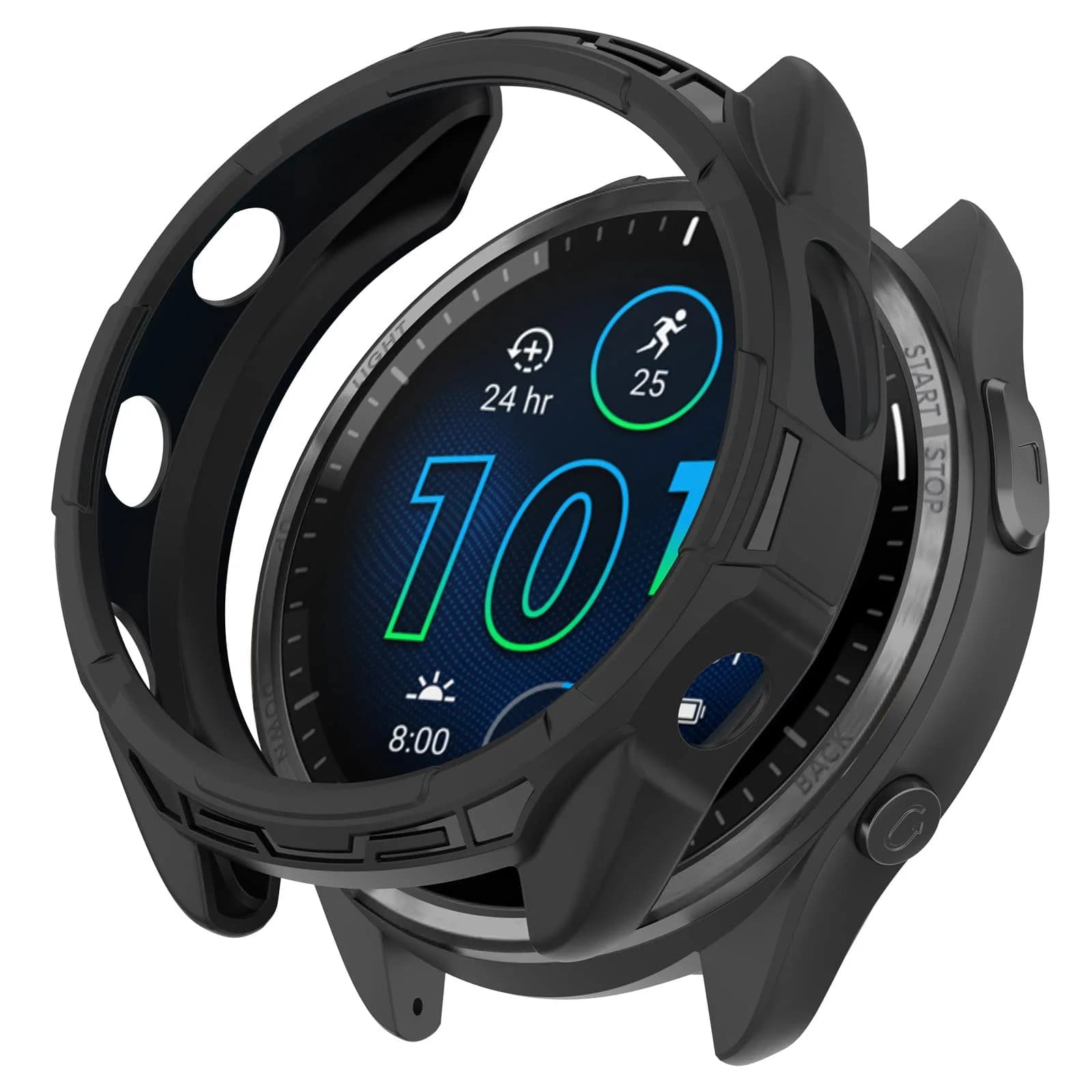 Chofit Black&Blue TPU Case for Garmin Forerunner 965 | Soft Anti-Scratch Bumper Frame Coverage - view 3