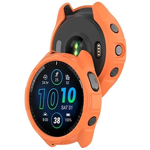 Chofit Soft TPU Case for Garmin Forerunner 965 | Black & Orange, Lightweight Protective Shell thumbnail 2