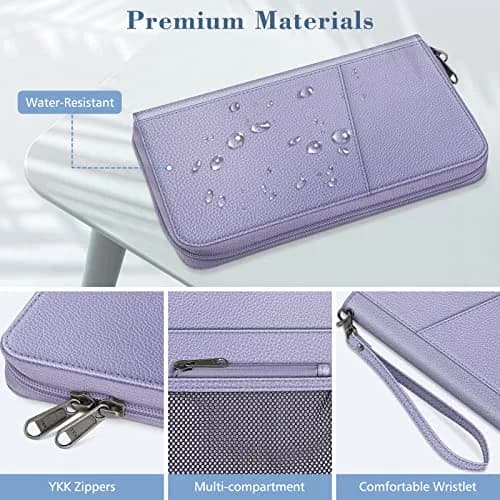 FINTIE Family RFID Passport Holder Wallet for Travel | RFID Blocking, 16 Compartments, Lilac Purple thumbnail 5