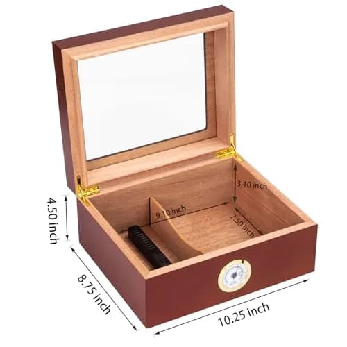 Somduy Cedar Wood Cigar Humidor for 30-50 Cigars with Humidifier & Hygrometer | Rustic Brown Classic Style thumbnail 5