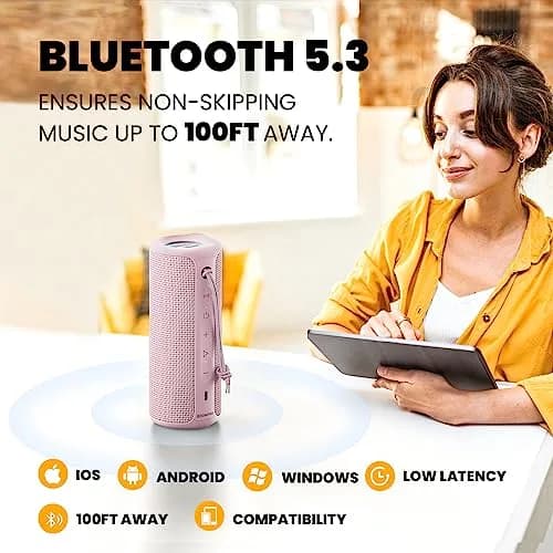 MIATONE BOOMPRO Portable Bluetooth Speaker 36W Stereo Sound, 7.4 inch (19 cm) - Pink thumbnail 5
