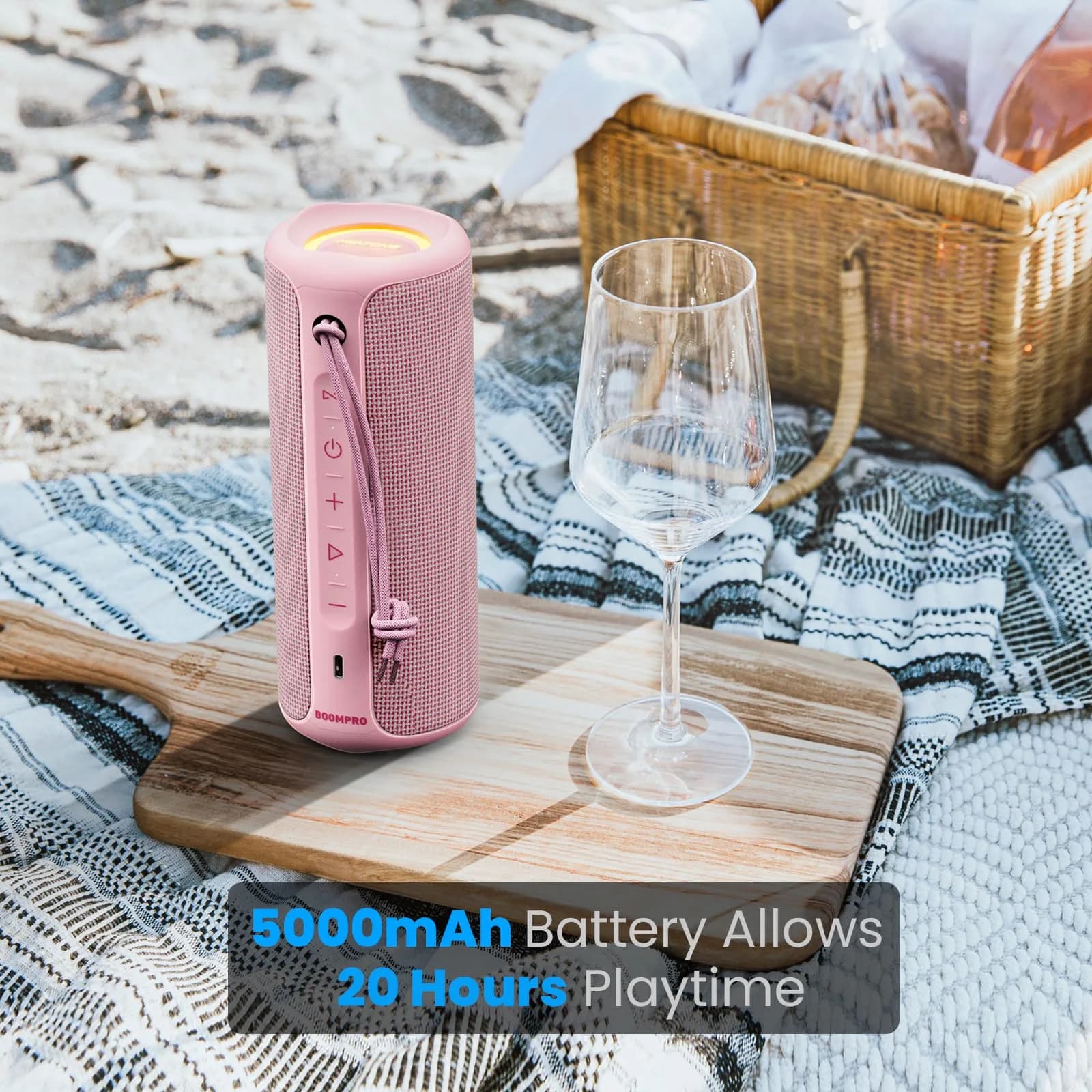 MIATONE BOOMPRO Portable Bluetooth Speaker 36W Stereo Sound, 7.4 inch (19 cm) - Pink - view 3