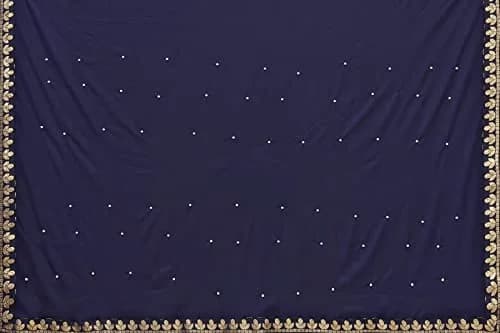 Yashika Navy Lycra Blend Saree with Unstitched Blouse 6.3m | Party Wear & Festive Occasion thumbnail 4