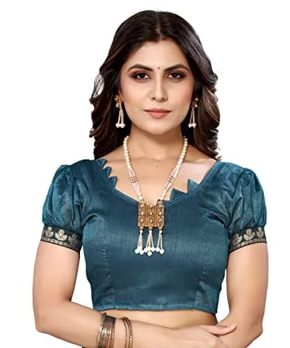 Yashika Lycra Blend Saree Rama with Blouse Piece | 5.2m Saree + 0.8m Blouse thumbnail 6