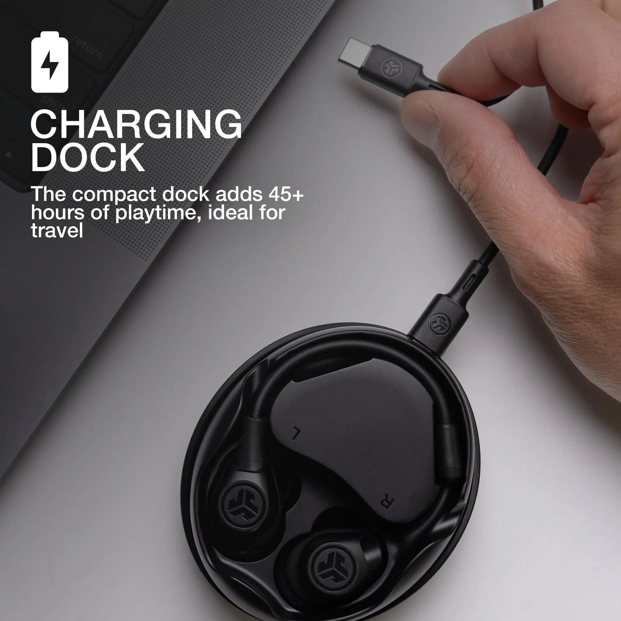 JLab Work Buds True Wireless Earbuds with Detachable Boom Mic, Black, 55+ Hrs Playtime | Bluetooth 5.3 Multipoint - view 5