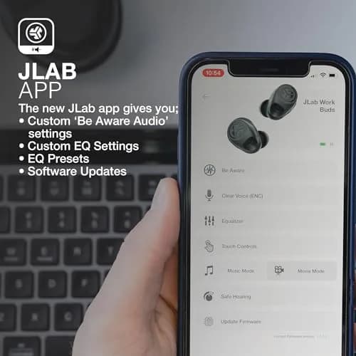 JLab Work Buds True Wireless Earbuds with Detachable Boom Mic, Black, 55+ Hrs Playtime | Bluetooth 5.3 Multipoint thumbnail 7