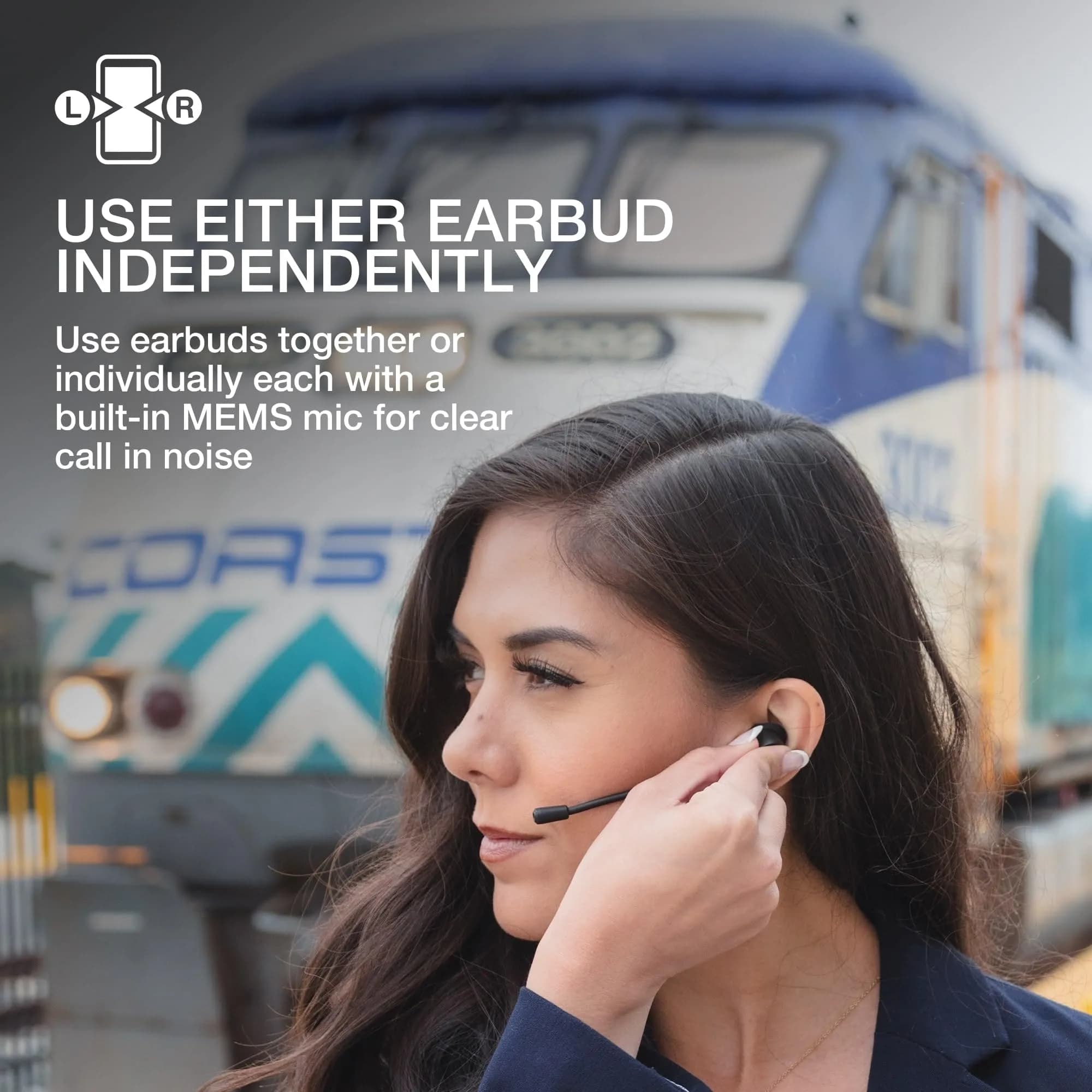 JLab Work Buds True Wireless Earbuds with Detachable Boom Mic, Black, 55+ Hrs Playtime | Bluetooth 5.3 Multipoint - view 2