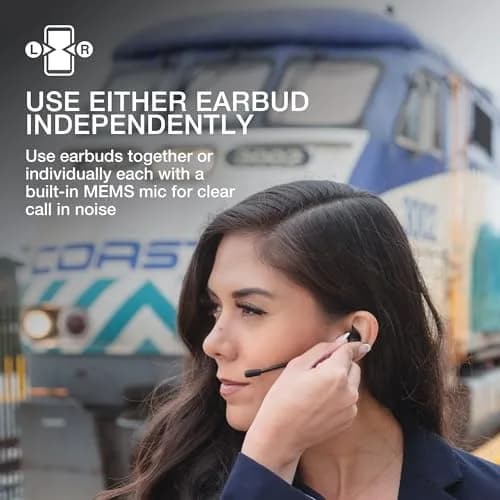 JLab Work Buds True Wireless Earbuds with Detachable Boom Mic, Black, 55+ Hrs Playtime | Bluetooth 5.3 Multipoint thumbnail 2