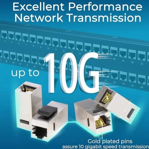 Rapink 48 Port Cat7 STP Shielded Patch Panel 19-Inch | Toolless Termination for 10Gbps Speeds thumbnail 4