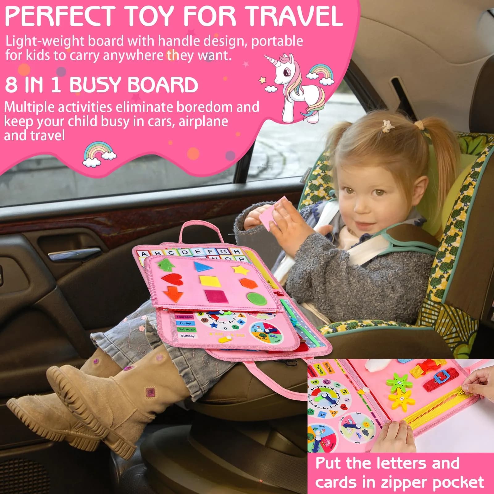 Esjay Fairy Horse Toddler Busy Board - Montessori Sensory Book for Fine Motor Skills - view 4
