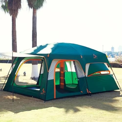 KTT Extra Large Tent 12 Person | Waterproof Cabin Design with 2 Bay Windows (14.1ft x 10ft x 6.58ft) thumbnail 6
