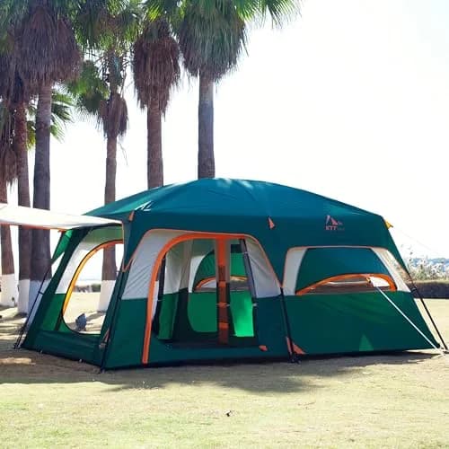 KTT Extra Large Tent 12 Person | Waterproof Cabin Design with 2 Bay Windows (14.1ft x 10ft x 6.58ft) thumbnail 7