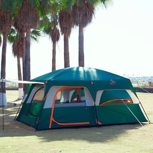 KTT Extra Large Tent 12 Person | Waterproof Cabin Design with 2 Bay Windows (14.1ft x 10ft x 6.58ft) thumbnail 3