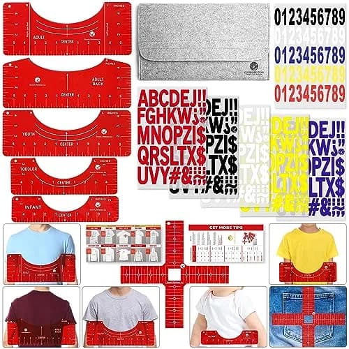Good Life Ideas T-Shirt Ruler Guide Kit 5 Sizes | Clear PVC Alignment Tool for Heat Press & Vinyl Projects thumbnail 1