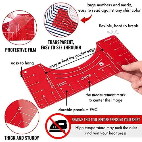 Good Life Ideas T-Shirt Ruler Guide Kit 5 Sizes | Clear PVC Alignment Tool for Heat Press & Vinyl Projects thumbnail 6