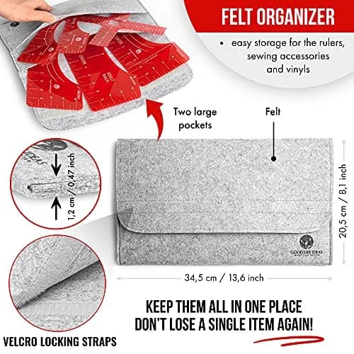 Good Life Ideas T-Shirt Ruler Guide Kit 5 Sizes | Clear PVC Alignment Tool for Heat Press & Vinyl Projects thumbnail 3