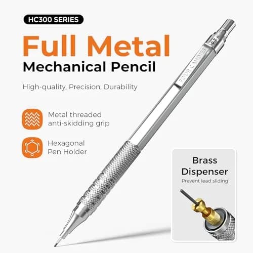 Four Candies Metal Mechanical Pencil Set 0.5mm & 0.7mm (4-Pack) | Smooth Writing, Anti-Skid Grip, Bulk Lead Refills thumbnail 3