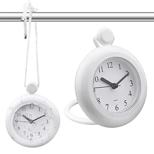 LVOERTUIG Waterproof Shower Clock, Silent Analog Bathroom Clock with Rope & Stand | IP3 Waterproof thumbnail 1