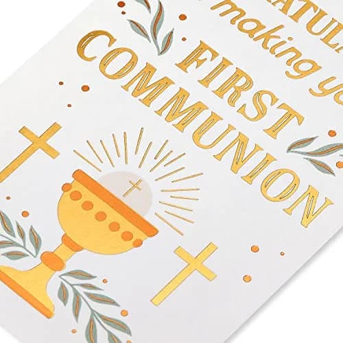 American Greetings First Communion Congratulations Card | Religious Chalice Design, Gold Foil Lettering, 4.625 x 6.75 in. thumbnail 5