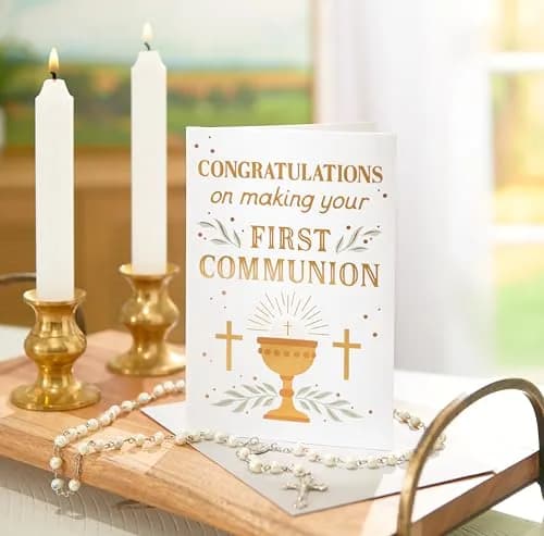 American Greetings First Communion Congratulations Card | Religious Chalice Design, Gold Foil Lettering, 4.625 x 6.75 in. thumbnail 6
