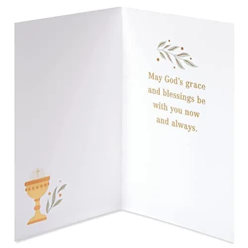 American Greetings First Communion Congratulations Card | Religious Chalice Design, Gold Foil Lettering, 4.625 x 6.75 in. thumbnail 2
