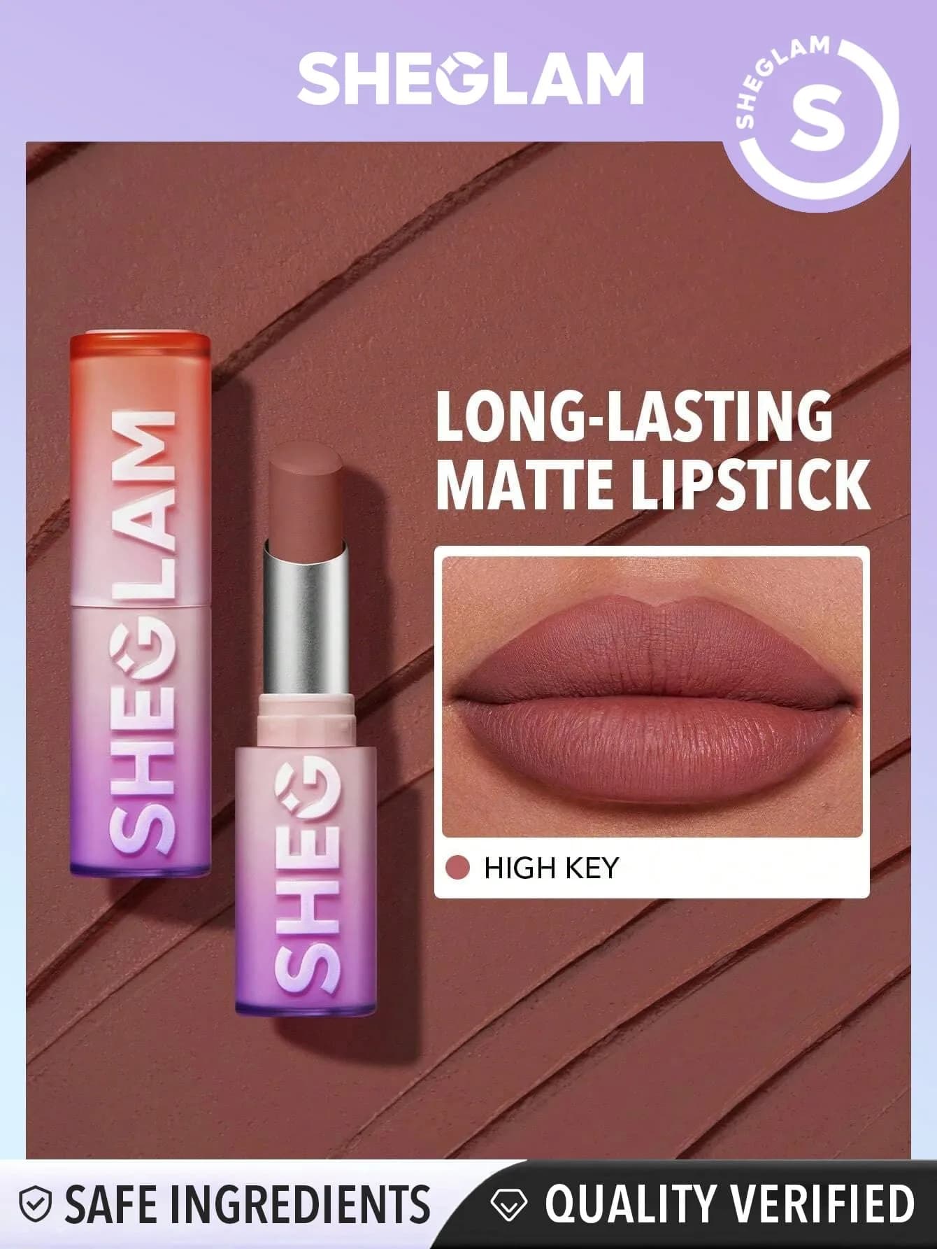 SHEGLAM Dynamatte Boom Waterproof Matte Lipstick - High Key | 0.0952 oz (2.7 g) - view 5