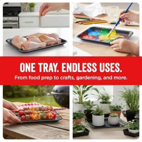 Hygloss Black Foam Trays for Food & Crafts, 9 x 11 Inch | Versatile, Sturdy & Disposable thumbnail 4